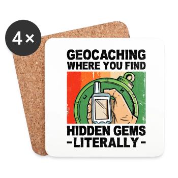 Geocaching Geocache Funny Geocacher Geocacher Sayi - Coasters (set of 4) - white - Front