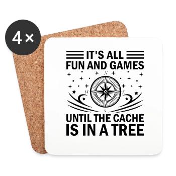 Géocaching Géocache Géocacher Funny Geocacher Sayi - Dessous de verre (lot de 4) - blanc - Devant