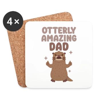 Funny Otter With Mustache Otterly Amazing Dad Pun - Coasters (set of 4) - white - Front