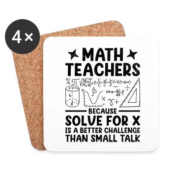 Professeur de mathématiques Professeur d’école Professeur de mathématiques drôle S - Dessous de verre (lot de 4) - blanc - Devant
