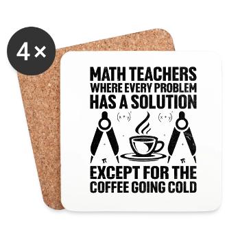 Professeur de mathématiques Professeur d’école Professeur de mathématiques drôle S - Dessous de verre (lot de 4) - blanc - Devant