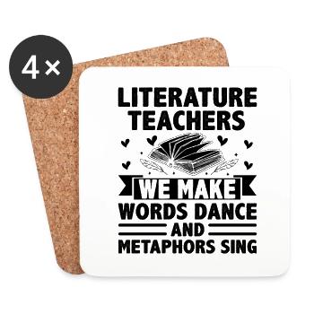 Professeur de littérature Professeur d’école Professeur drôle S - Dessous de verre (lot de 4) - blanc - Devant