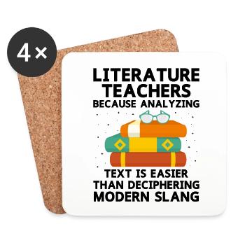 Professeur de littérature Professeur d’école Professeur drôle S - Dessous de verre (lot de 4) - blanc - Devant