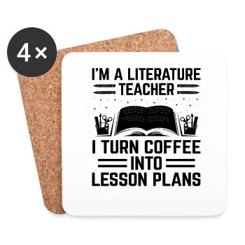 Professeur de littérature Professeur d’école Professeur drôle S - Dessous de verre (lot de 4) - blanc - Devant