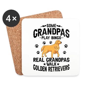 Real Grandpas Walk Golden Retrievers GR Dog Retrie - Coasters (set of 4) - white - Front