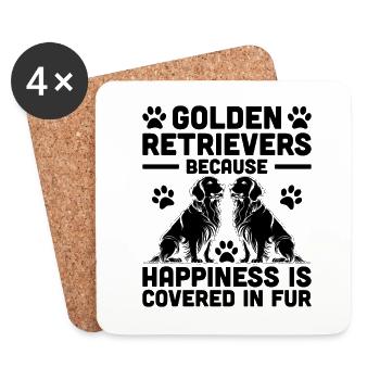 Golden Retrievers Because Happiness Is Covered In - Coasters (set of 4) - white - Front