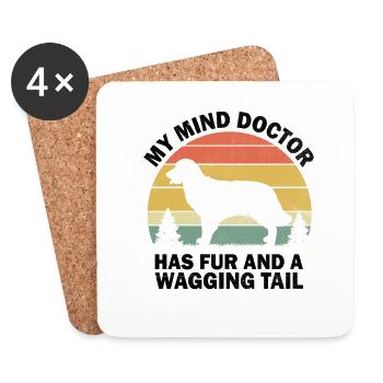 My Mind Doctor Has Fur And A Wagging Tail Golden R - Coasters (set of 4) - white - Front