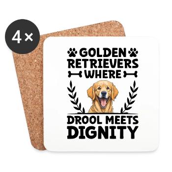 Golden Retrievers où la bave rencontre la dignité GR Dog - Dessous de verre (lot de 4) - blanc - Devant