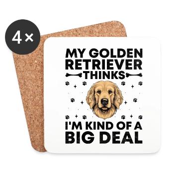 Mon Golden Retriever pense que je suis un gros problème - Dessous de verre (lot de 4) - blanc - Devant