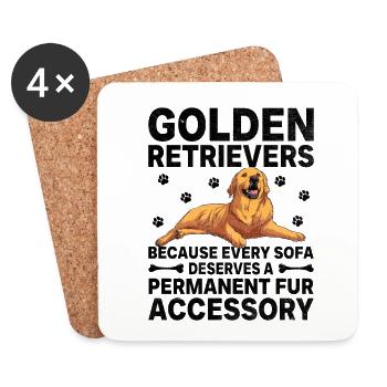 Golden Retrievers Parce que chaque canapé mérite un pe - Dessous de verre (lot de 4) - blanc - Devant