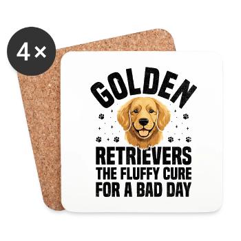 Golden Retrievers : le remède moelleux pour une mauvaise journée GR - Dessous de verre (lot de 4) - blanc - Devant