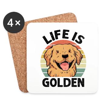 Life Is Golden Retriever GR Dog Retrievers - Coasters (set of 4) - white - Front