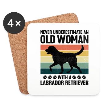 Never Underestimate An Old Woman With A Labrador R - Coasters (set of 4) - white - Front