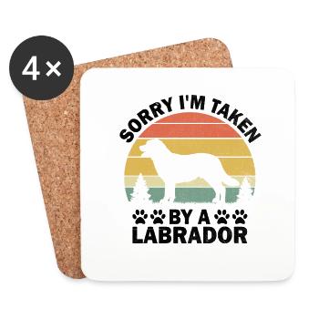 Désolé, je suis pris par un chien de laboratoire Labrador Retriever re - Dessous de verre (lot de 4) - blanc - Devant