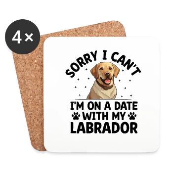 Désolé je ne peux pas, j’ai un rendez-vous avec mon labrador Retri - Dessous de verre (lot de 4) - blanc - Devant