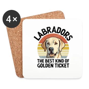 Labradors Le meilleur type de Golden Ticket Labrador - Dessous de verre (lot de 4) - blanc - Devant