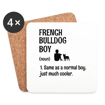 Bouledogue français garçon comme un garçon normal Juste beaucoup - Dessous de verre (lot de 4) - blanc - Devant