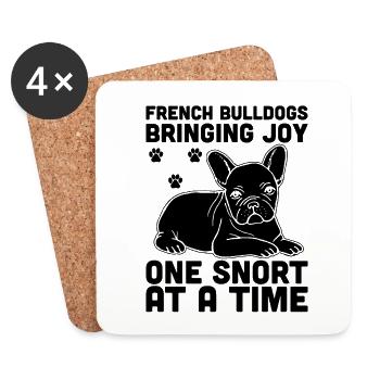 Les bouledogues français apportent de la joie, un reniflement à la fois F - Dessous de verre (lot de 4) - blanc - Devant