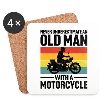 Unterschätzen Sie niemals einen alten Mann mit einem Motorrad B - Untersetzer (4er-Set) - Weiß - Vorne