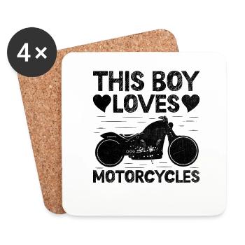 This Boy Loves Motorcycles Motorcycling Biker Moto - Coasters (set of 4) - white - Front