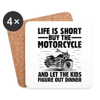 La vie est courte, mais la moto et les enfants - Dessous de verre (lot de 4) - blanc - Devant