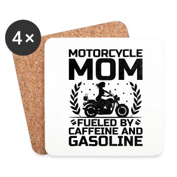 Motorcycle Mom Fueled By Caffeine And Gasoline Bik - Coasters (set of 4) - white - Front