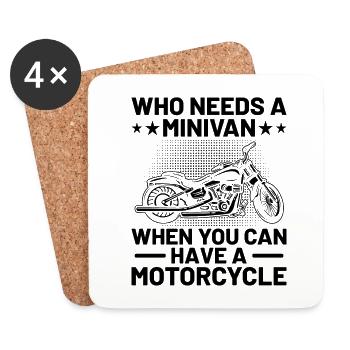 Wer braucht schon einen Minivan, wenn man ein Motorrad haben kann - Untersetzer (4er-Set) - Weiß - Vorne