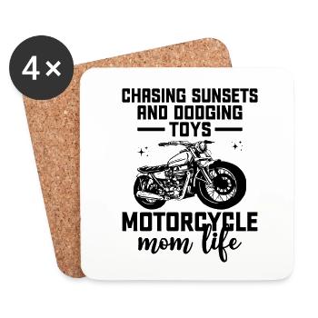 Jagd Auf Sonnenuntergänge Und Ausweichspielzeug Motorrad Mama Li - Untersetzer (4er-Set) - Weiß - Vorne