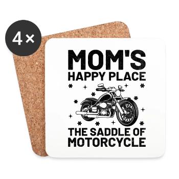 Mom's Happy Place The Saddle Of Motorcycle Motorcy - Coasters (set of 4) - white - Front