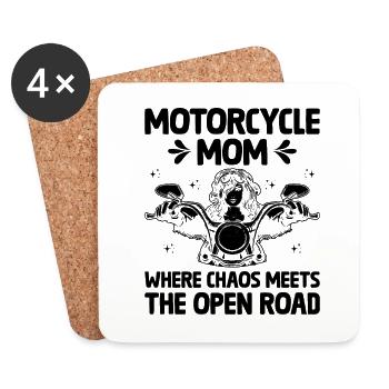 Moto Mom Where Chaos Meets The Open Road Bik - Dessous de verre (lot de 4) - blanc - Devant