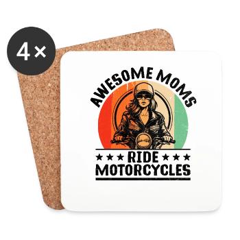 Awesome mamans balade motos motard motard m - Dessous de verre (lot de 4) - blanc - Devant