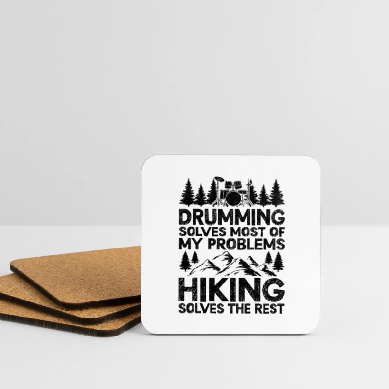 Drumming Solves Most Of My Problems Hiking Solves Coasters (set of 4)