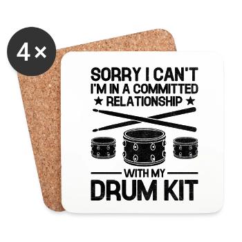 Sorry I Can't I'm In A Committed Relationship With - Coasters (set of 4) - white - Front