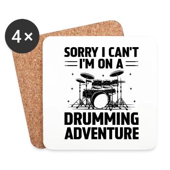 Sorry I Can't I'm On A Drumming Adventure Drum Dru - Untersetzer (4er-Set) - Weiß - Vorne