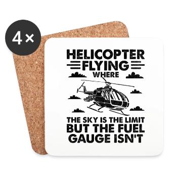 Helicopter Flying Where The Sky Is The Limit Pilot - Coasters (set of 4) - white - Front