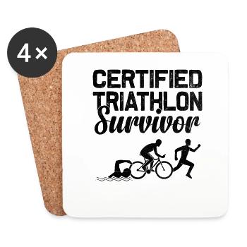 Certifié Triathlon Survivor Swim Bike Run Triathl - Dessous de verre (lot de 4) - blanc - Devant