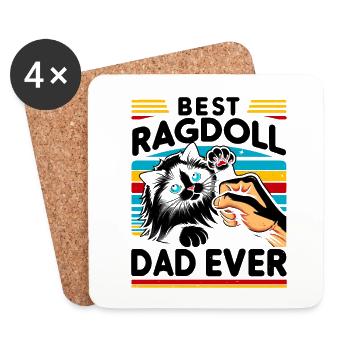 Bester Ragdoll Papa aller Zeiten Ragdolls Besitzer Katzenliebhaber - Untersetzer (4er-Set) - Weiß - Vorne