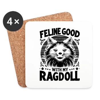 Félin bien avec mon ragdoll ragdolls amoureux des chats - Dessous de verre (lot de 4) - blanc - Devant