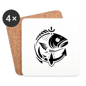 Angelhaken Forelle Angeln Angler Fischer Barsch Angl - Untersetzer (4er-Set) - Weiß - Vorne