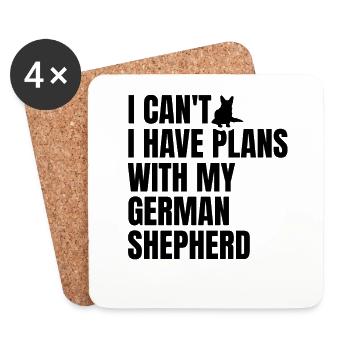 Je ne peux pas avoir de projets avec mon berger allemand L - Dessous de verre (lot de 4) - blanc - Devant