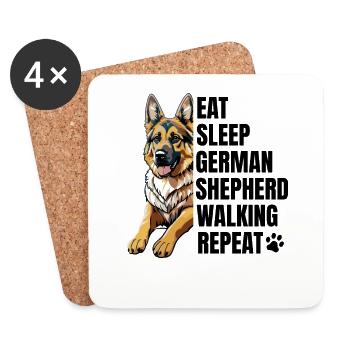 Manger dormir Berger allemand Marche Répété Amoureux des chiens - Dessous de verre (lot de 4) - blanc - Devant