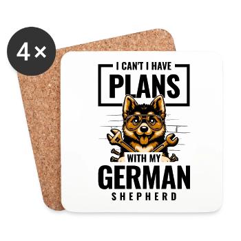 I Can't I Have Plans With My German Shepherd Dog L - Coasters (set of 4) - white - Front