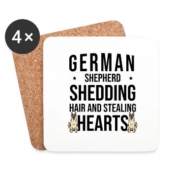 German Shepherd Shedding Hair And Stealing Hearts - Coasters (set of 4) - white - Front