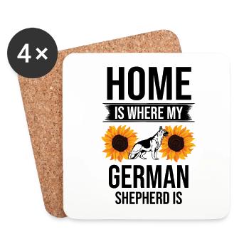 La maison est là où mon berger allemand est amoureux des chiens GSD - Dessous de verre (lot de 4) - blanc - Devant