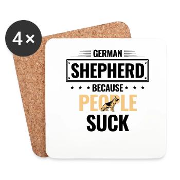 Berger allemand parce que les gens sont nuls Chien Lover GSD - Dessous de verre (lot de 4) - blanc - Devant