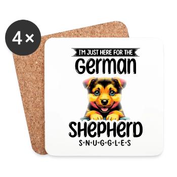 Ich bin nur für den Deutschen Schäferhund Snuggles GSD - Untersetzer (4er-Set) - Weiß - Vorne
