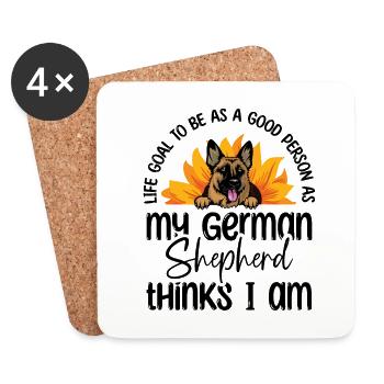 Lebensziel: So ein guter Mensch zu sein wie mein deutscher Schäfer - Untersetzer (4er-Set) - Weiß - Vorne