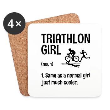 Triathlon Fille Définition Nager Vélo Courir Triathlète - Dessous de verre (lot de 4) - blanc - Devant