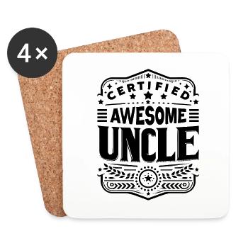 Certified Awesome Uncle Family Uncles Niece Nephew - Coasters (set of 4) - white - Front