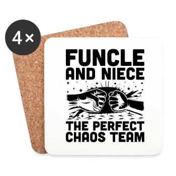 Funcle Und Nichte Das Perfect Chaos Team Onkel Fami - Untersetzer (4er-Set) - Weiß - Vorne
